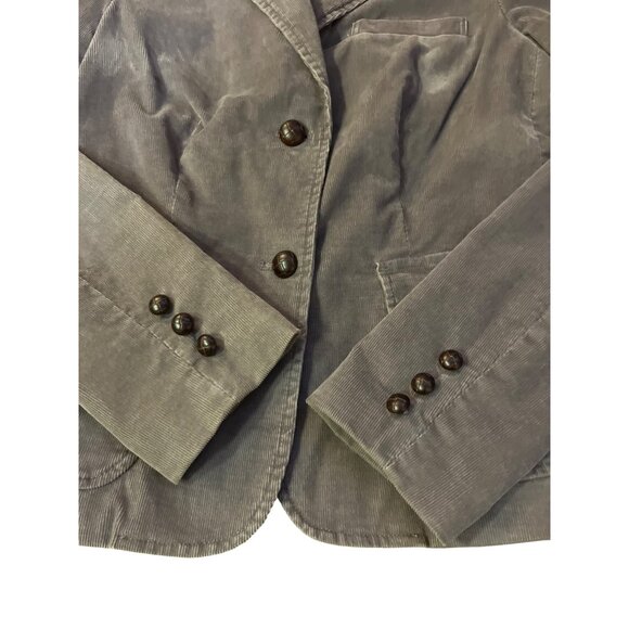 London Jean Corduroy Blazer Womens 8 Gray 2 Button Jacket Blue Lining - Picture 5 of 12
